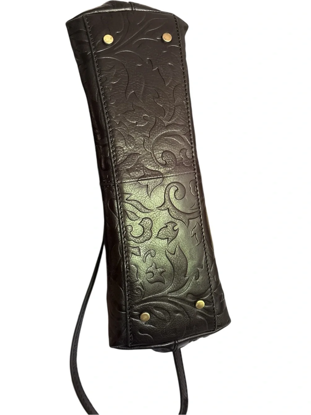 Gianni Conti embossed leather Framed Handbag KissLock Closure crossbody shoulder - Picture 7 of 9